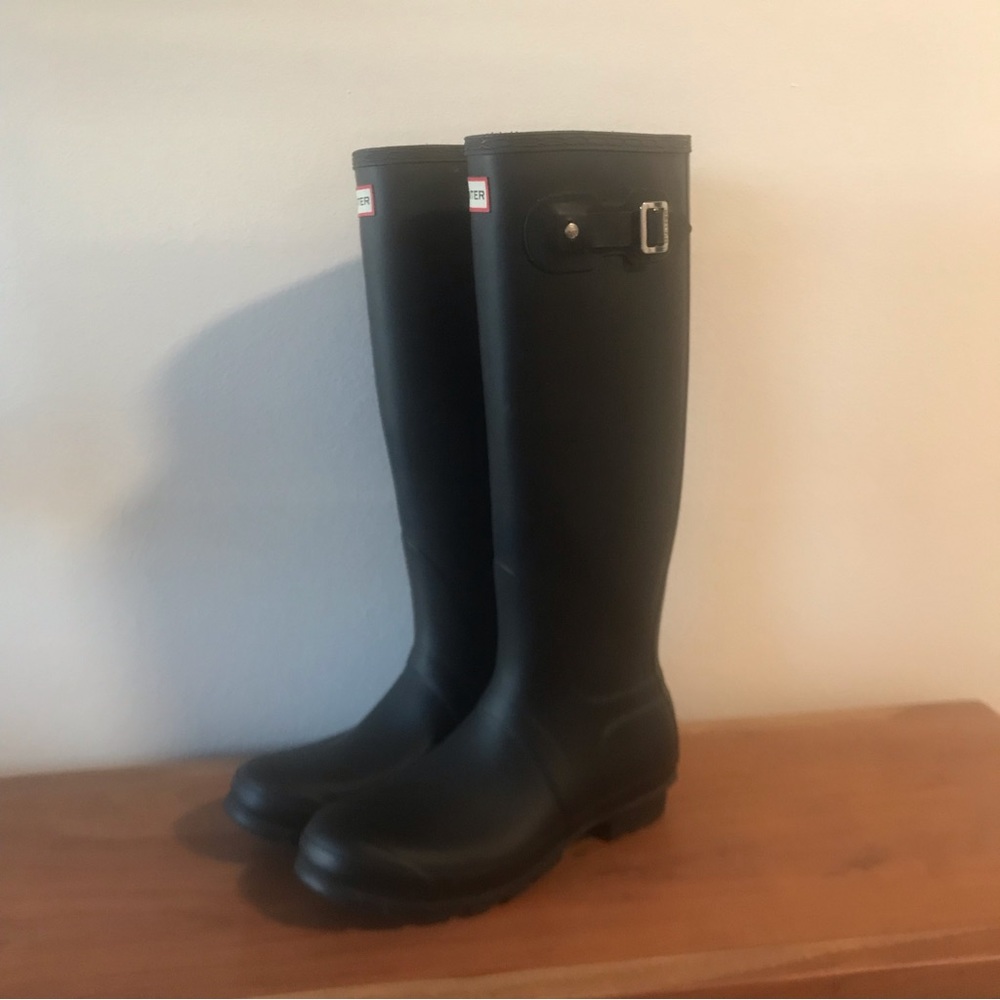 Hunter Boots Tall Black Original Size 8 Matte Black